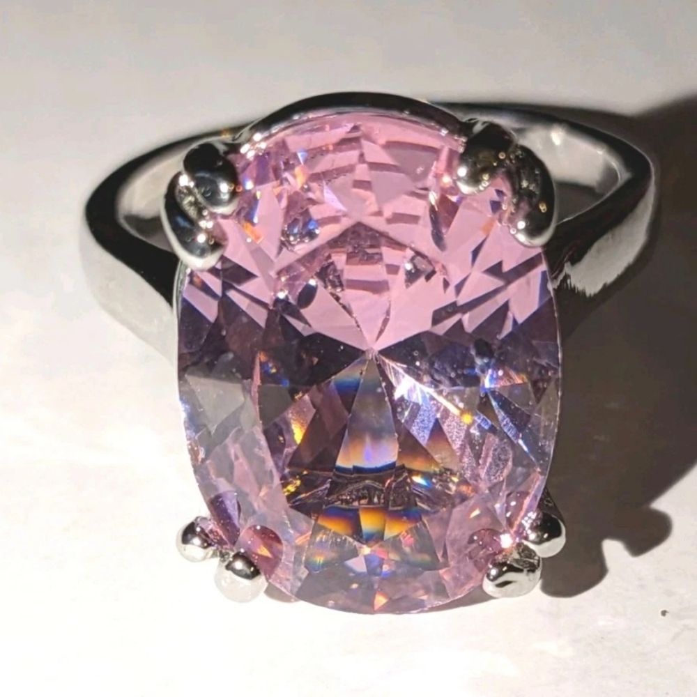 8ct Large Lab Created Pink Sparkling Gemstone Cocktail Ring For Women Sz 13